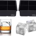 Large Ice Cube Trays Silicone (2.5-Inches) - Whiskey Ice Cube Mold, With Easy Release Ice Cubes for Whiskey and For Cocktail,Food Grade (Black 2 Tray)