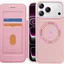 ATATOO for iPhone 17 Pro Max Wallet Case with Card Holder (Store 2 Cards), [Compatible with MagSafe] & RFID Blocking, Women Men Cute Magnetic Phone Cover for iPhone 17 Pro Max 6.9" 2025, Pink