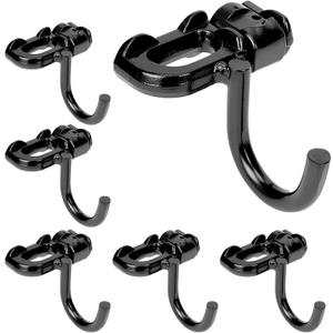 lukar 6PCS Metal L Track Hooks, Black L Track Double Stud Tie Down Fitting with Hook, L Track Accessories for Enclosed Trailer, Truck, Garages