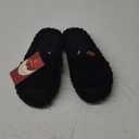 EverFoams Womens Fuzzy Open-toe Slippers Soft Comfy Memory Foam Indoor House Shoes (7-8, Matt Black)