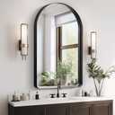 FURNIinspire 38x26 Inch Arch Bathroom Mirror, Metal Frame Wall Mounted Bathroom Vanity Mirror for Bedroom, Entryway, Living Room, Dresser, Black