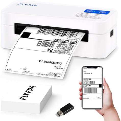 Bluetooth Thermal Shipping Label Printer, Wireless 4x6 Label Printer for Small Business, Compatible with Android, Windows, iPhone, Mac, Widely Used for Amazon, Shopify, Ebay, USPS, Etsy, FedEx (White)