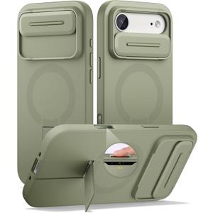 SURITCH for iPhone Air Case with Camera Control Cover, Camera Slide Cover and Adjustable Kickstand, Compatible with MagSafe, Shockproof Bumper Protective Cases for iPhone 17 Air 6.5 Inch, Green