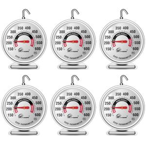 KT THERMO 6PCS Oven Thermometer150-600F, Oven Grill Fry Chef Smoker Analog Thermometer Instant Read Stainless Steel Kitchen Cooking Thermometer