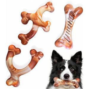 Dog Chew Toy for Aggressive Chewers, Light Brown Bone Dog Toys,Bacon Flavor,Indestructible Dog Bone Toys for Medium/Large Breed to Keep Them Busy