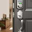 Veise Fingerprint Door Lock Set, Keyless Entry Door Lock, Front Handle Set, Electronic Keypad Deadbolt with Lever Handle, 2 Keys, Auto-Locking, One-time Codes, Easy to Install, Satin Nickel