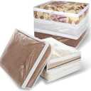 10 Packs Clear Zippered Storage Bags Durable Plastic Sweater Clothing Organizer Under Bed Closet Containers Bins for Blankets Clothes Bedsheets Pillows Comforter Quilt (15.7 x 13.8 x 3.9 Inch)