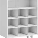 5 Tiers Shoe Cubby with Legs, Stackable Wood Shoe Rack Organizer with 9-Cube and 2 Storage Shelves, Holds 10-15 Pairs, Freestanding Shoe Rack for Closet, Entryway, Apartment, White