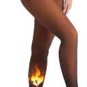 MERYLURE Fleece Lined Tights Women Fake Translucent Winter Warm Thick Pantyhose Thermal Sheer Leggings for All Skin Tone (Large, Caramel)
