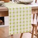 Artoid Mode Beige Sage Green Rustic Plaid Farmhouse Table Runner, Seasonal Spring Embroidered Kitchen Dining Table Decoration for Home Party Decor 12x72 Inch