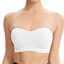 Gnowann Strapless Bras for Women Non-Slip Silicone Bandeau Bralette Seamless Wireless Strapless Bra Padded Tube Top, XL