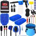 YILAIRIOU Car Wash Kit Cleaning Kits with Foam Gun Sprayer Bucket Towels Tire Brush Wash Mitt Sponge Duster Brush Car Wash Detailing Kit is Complete Car Care Tools