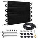 BARTOO Universal 5/16" Transmission Oil Cooler Kit, Aluminium alloy 10 Pass Tube and Fin Oil Cooler Kit (Black)