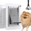 Pet Door for Wall with Secure Aluminum Lock, Steel Frame and Telescoping Tunnel, Double Silicone Flaps Dog Doggy Door and Cat Door Suitable for All Pets, Strong & Durable (Pets Up to 12 Lb) -Small