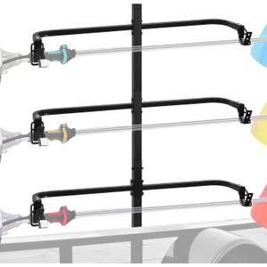 3 Place Weed Eater Rack, Mount On Landscape Truck Trailer Enclosed Trimmer Rack Holder, Open and Enclosed Trailers Tool with Locks, Wall Mounted Lawn Equipment Accessories, Carbon Black