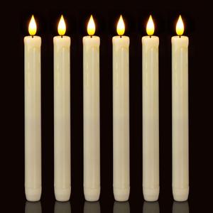 Homemory 6 Pack Flameless Taper Candles, No Remote, Realistic Flickering Battery Operated Candlesticks, Ivory LED Plastic Candle Safe for Weddings, Table Decor, Christmas, and Halloween