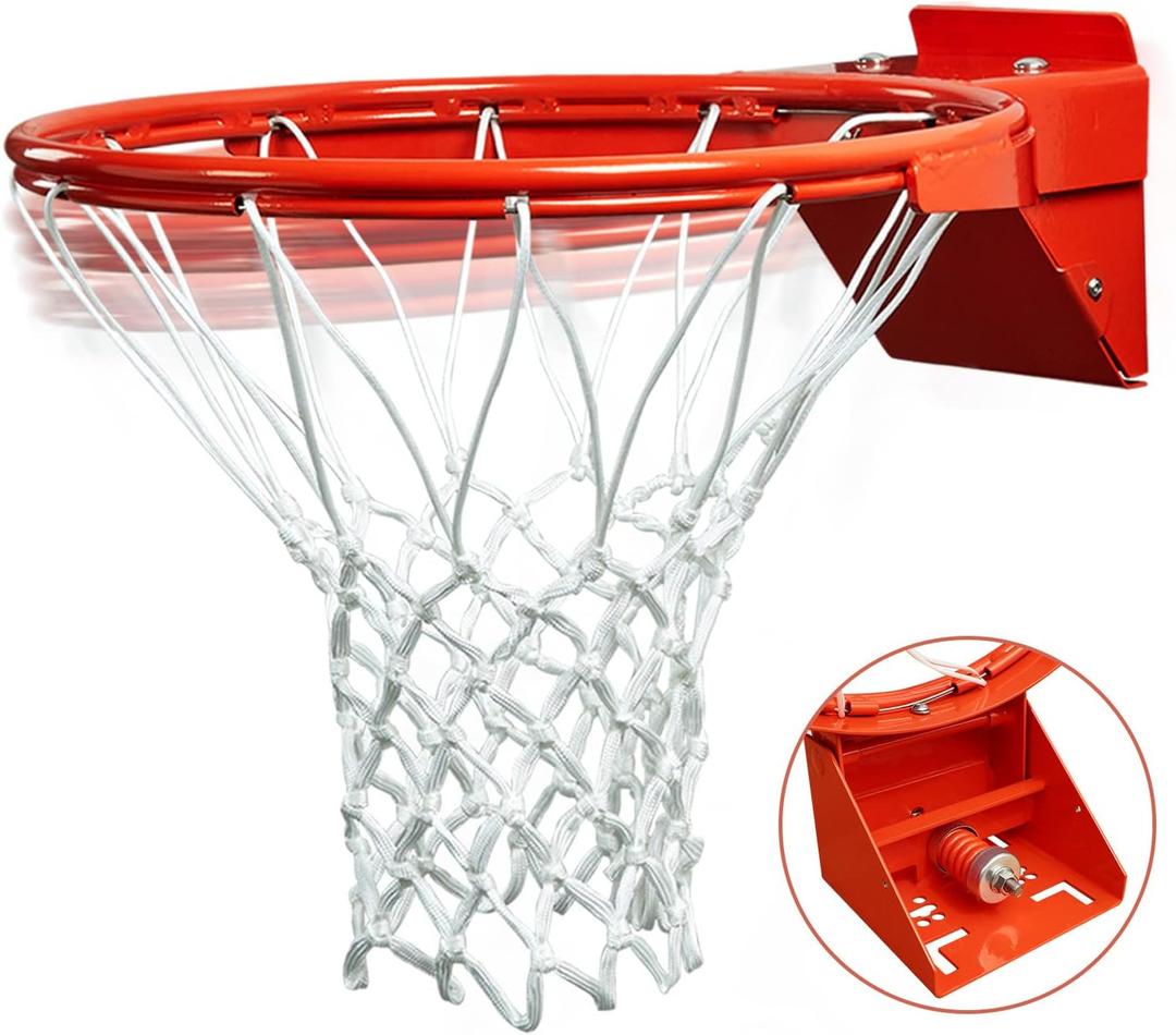 PROGOAL Breakaway Basketball Rim, Heavy Duty Flex Rim Replacement 5/8-In, Standard Goal Reinforced Mounting Bracket Fit Most Size Backboards Indoor and Outdoor