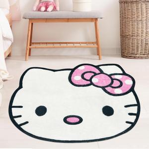 Super Soft Kitty Rugs Cute Area Rug for Room Decor Girls Bedroom Decoration Cashmere Mat (20"x24", Kitty Head-2)