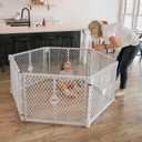 Toddleroo by North States - Superyard Baby Play Yard: Freestanding 6-Panel Baby Playpen - Indoor or Outdoor Use - Made in USA - Encloses Up to 18.5 Square Feet - 26 Inches Tall - Light Gray