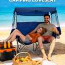 EAST OAK Double Beach Chair with Canopy Shade - Full Sun Coverage | 24" High Back, Easy Fold, Surprisingly 13 lbs Lightweight for Its Size, 660 LBS Heavy Duty Double Camping Chair with Canopy, Two Person Camping Chair with Canopy
