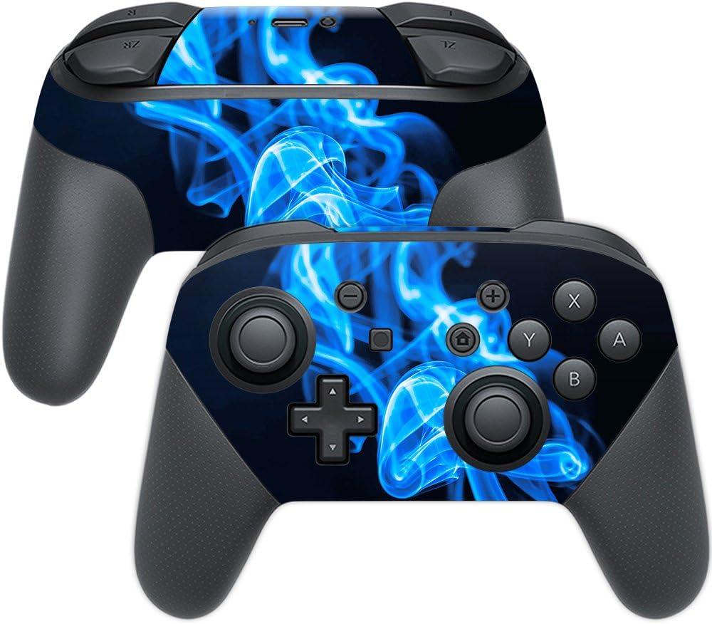 MightySkins Skin Compatible with Nintendo Switch Pro Controller - Blue Flames | Protective, Durable, and Unique Vinyl Decal wrap Cover | Easy to Apply, Remove, and Change Styles | Made in The USA