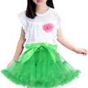 Girl's Lightweight Tutu Skirt Princess Puffy Skirt Layered Ballet Dance Skirt(Green,L) (Green, L)
