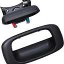 Premium Tailgate Handle Latch and Bezel Trim with Rod Clips, Fits for 1999-2007 Chevy Silverado GMC Sierra 1500 2500 3500, Replaces# 15997911, 15228539, 15228540, 15228541 (Black)