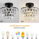 Close to Ceiling Light Fixtures Mini Crystal Flush Mount Ceiling Light Chandelier Modern Indoor with E26 Base Hallway Bedroom Bathroom Entryway Kitchen (Black) (3-layer)