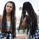 Leeven 24 Inch Black Water Wave Passion Twist Crochet Braiding Hair 7 Packs Long Bohemian Passion Twists Hair for Butterfly Locs Hot Water Setting Synthetic Crochet Braids Hair for Women 2#