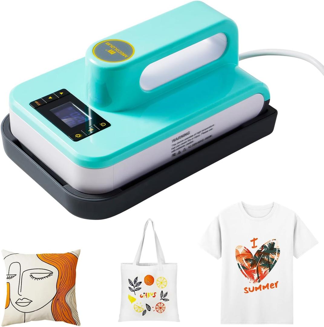 Heat Press Machine MECOLOUR for T-Shirts(5x7 in), Portable Heat Press Used to Sublimation and HTV Vinyl with Precise Temp Control, Max Temp 410/210 , for Hat, Bag, Heating Transfer Projects