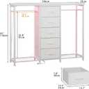 Dresser with Hanging Rack, 5 Drawer Chest with Charging Station & LED, 55.1"D x 13.8"W x 43.3"H