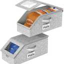 2 Pack Hat Organizer for Baseball Caps, Stackable Hat Storage Box for Closet, Cap Organizer & Cowboy Hat Case, Dustproof Hat Holder for Snapback Trucker Hats, Grey Hat Box