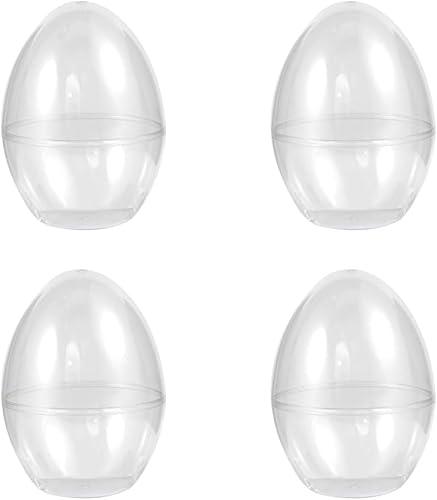 Amosfun 4Pcs Easter Eggs Large Fillable Eggs Plastic Empty Bauble Balls for Candy Chocolate Easter Day Hunting Wedding Party Favors DIY Craft Supply 3.5" x 4.7"