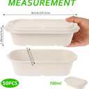 50 Pack 25oz Disposable Food Containers with Lids Meal Prep Lunch Food Takeout Salads Sandwiches Bowls Paper Meal Prep Containers To-Go Boxes for Salad, Pasta, Nacho, Burrito (25 oz/700ml,50pcs), medium
