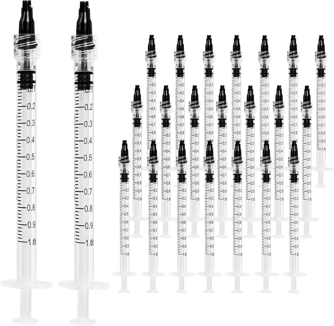 30 Pack 1ml Luer Lock Syringe without Needle - 1cc Plastic Syringes for Liquid, Individually Sterile Sealed with Cap, for Colostrum Collection, Oral, Pet Feeding, Glue, Oils