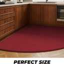 Non-Slip Corner Kitchen Rug - Super Absorbent Braided Floor Mat for Sink Areas, Washable Circular Sector Mat with Rubber Backing, Imitation Linen Kitchen Carpet (Burgundy, Radius 28'')