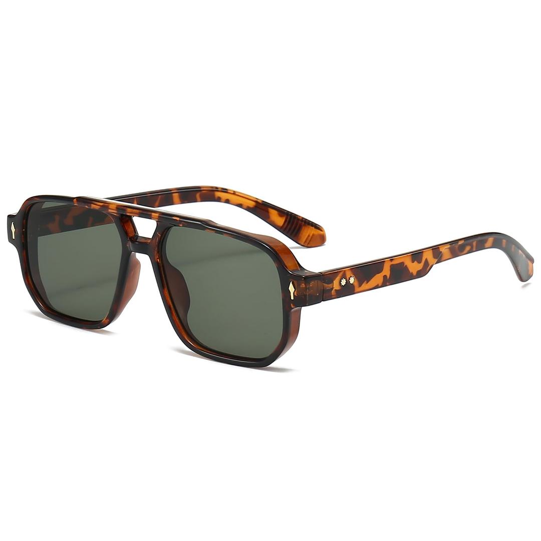 SUNGAFAS Square Aviator Sunglasses for Women Men Vintage Classic Trendy Shades UV400 Protection Driving & OutdoorTortoise/Dark Green