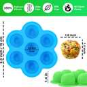 GOKCEN's Silicone Egg Bite Molds [2 Pack] Instant Pot Accessories - Total 14 Cups Muffin Pan for Baking - Food Freezer Tray with Lid - Reusable Storage Container (Blue & Green - Egg Bite Mold)