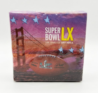 Super Bowl LX 2026 Disposable Paper Beverage Napkins – 16 Ct. 12 7/8in X 12 3/4 In