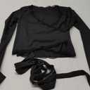 Trendy Queen Long Sleeve Crop Tops Back to School Clothes Black Long Sleeve Shirts Going Out Top Fashion Clothing V Neck Basic Y2K Clothes Cute Shirt Corset M