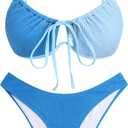 ZAFUL Women High Cut Bikini Sets String Sexy Swimsuit Two Piece Underwire Bathing Suit Brazilian Cheeky Cut Out Cute Swimwear (Blue, S)