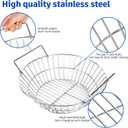 13.75 Inch Charcoal Basket for Grill, Stainless Steel Ash Basket for Large Big Green Egg & Kamado Joe, Heavy Duty Firebox Accessories with Folding Handle
