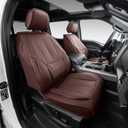 OASIS AUTO Custom Fit F150 Seat Covers for 2009-2014 Ford F-150 & 2011-2016 F-250 F-350 Super Duty (SuperCrew/Crew Cab), Full Set Premium Leatherette, Waterproof Truck Protectors (Brown)