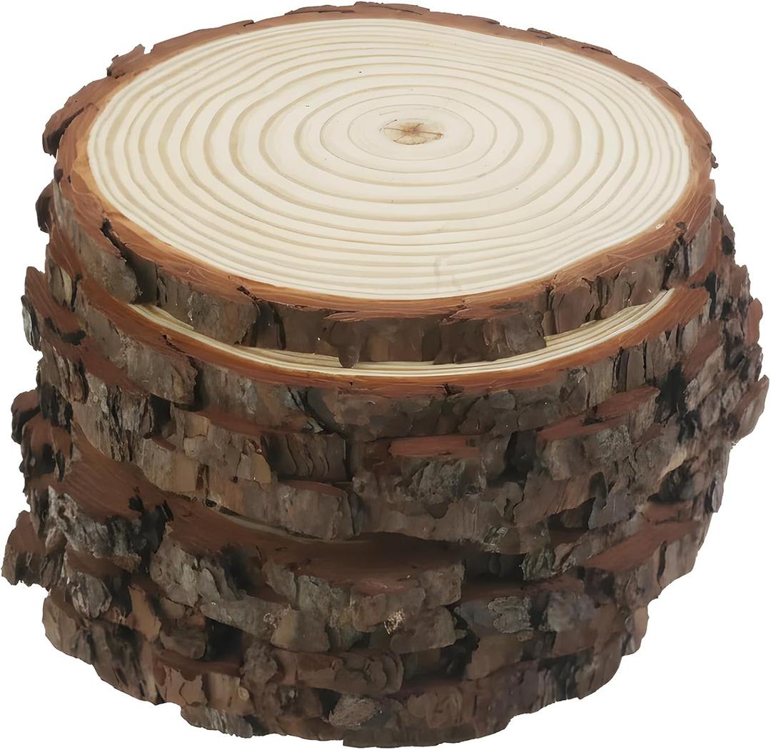 Large Wood Slices, 8-9 inches, 10 Pack Natural Wood Rounds for Centerpieces, Tables, DIY Crafts, Wedding Decor, Rustic Wooden Discs