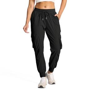 smawell Women's Hiking Cargo Pants with Pockets Lightweight Quick Dry Joggers Black, M