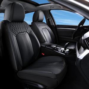 Coverado Seat Covers, Car Seat Covers Front Seats, Black Seat Cover, Waterproof Car Seat Cushion, Front Car Seat Covers Leatherette Car Seat Protector Universal Fit Most Cars (Air Backrest-Black)