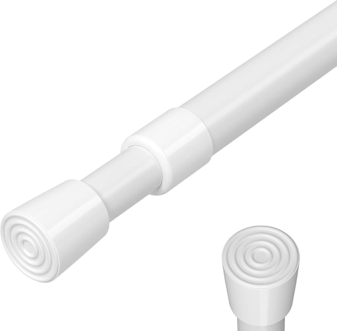 Spring Tension Curtain Rod 17-41inch Adjustable Spring Curtain Rods No Drilling White Small Tension Rods Short Tension Rod Closet Rod Expandable Spring Loaded Curtain Rods for Windows