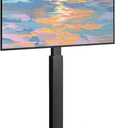 Floor TV Stand for 27-65 inch LED Screen, Adjustable Height & Swivel, Tempered Glass Base, Max VESA 400x400mm