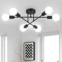 Ceiling Light Fixture, 6-Light Ceiling Light Chandelier, Modern Dinning Room Light Fixture, Sputnik Light Fixtures Ceiling Mount, Semi Flush Mount Light Fixture For Living Room,Bedroom,Hallway,Kitchen (matteblack)