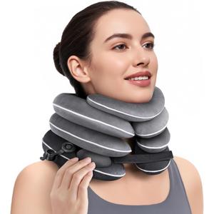 Built-in Inflatable Neck Stretcher with High-Front & Low-Back for Effective Traction, Neck Decompression Devices with 3-Layer Chambers in Varied Sizes, Neck Decompression Home Use
